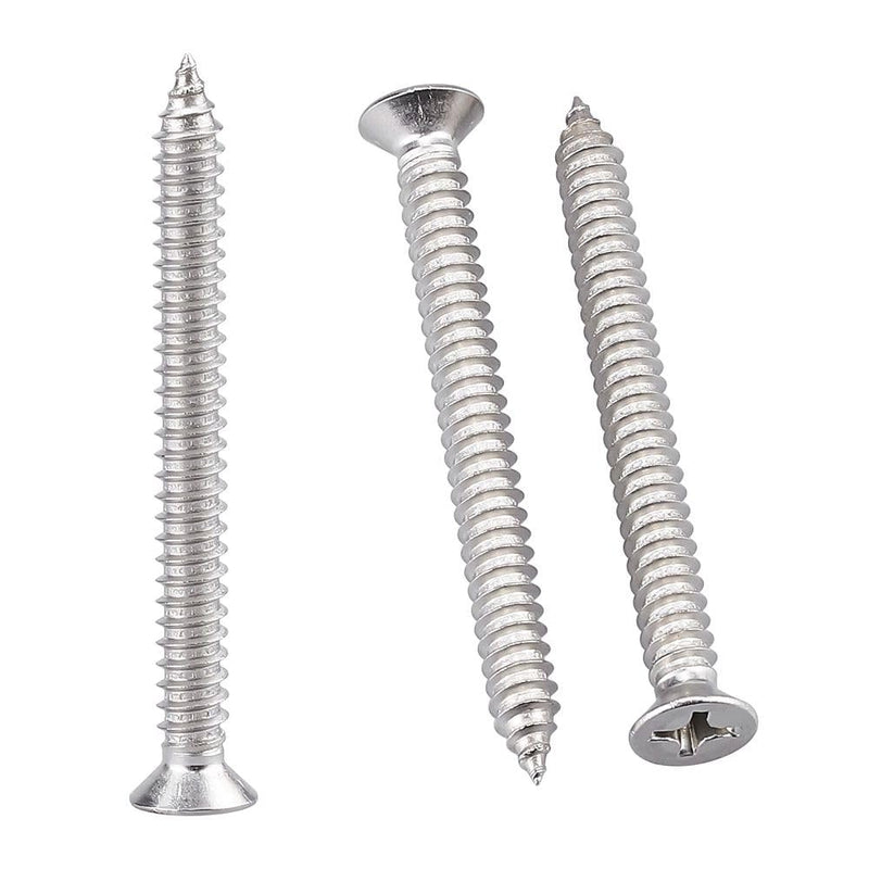 #10 x 2-1/2" (30 pcs) Stainless Flat Head Phillips Drive Sheet Metal Tek Screws, 304 (18-8) Stainless Steel Screw for Wood, Countersunk Head Wood Screw, Self Tapping Screws #10 x 2-1/2" 30