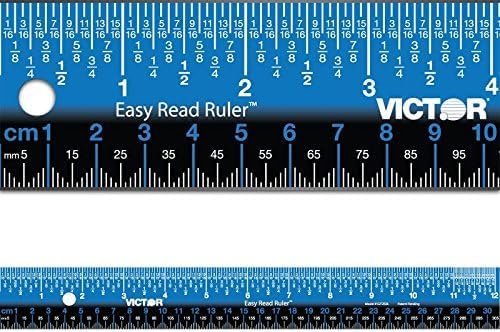 Victor Easy Read Stainless Steel Ruler, Standard/Metric, 12" Long, Blue 12" Steel 1 Count