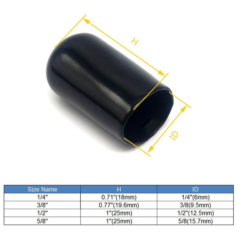 Rubber End Caps, 5/8" Vinyl End Caps Bolt Screw Covers Thread Protectors, Round Flexible Rubber Screw Covers Bolt Caps 20 Pack 5/8"