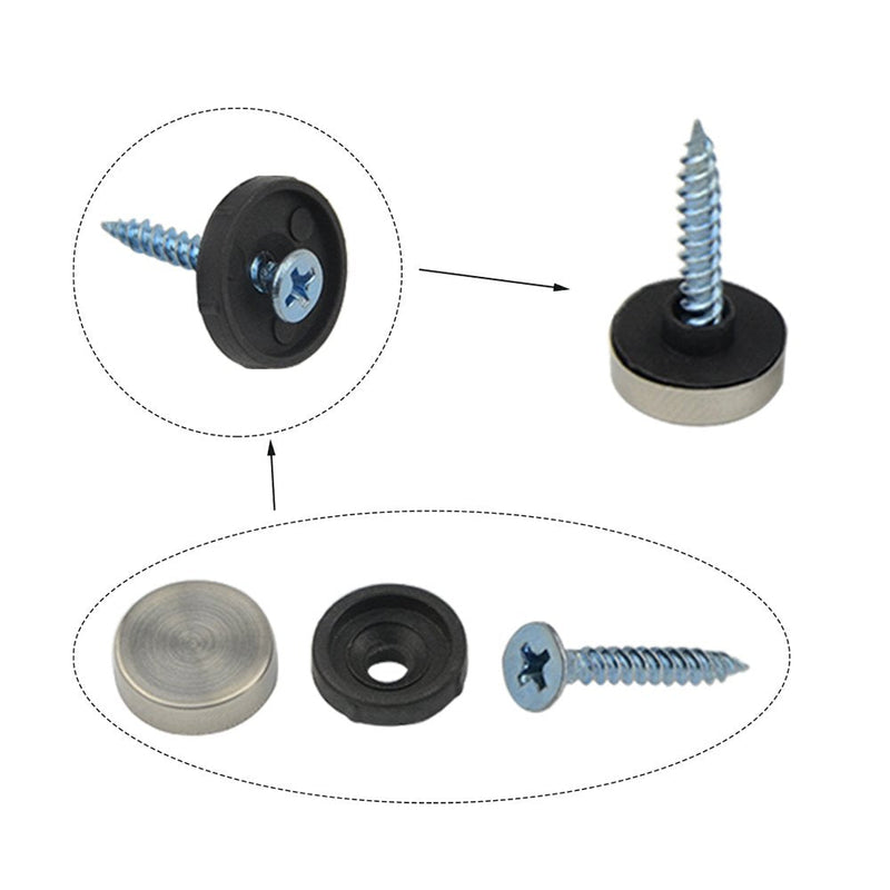 20PCS Stainless Steel Decorative Screws 13MM Screw Caps Mirror Screws with Caps Decorative Screw Covers (Silver)