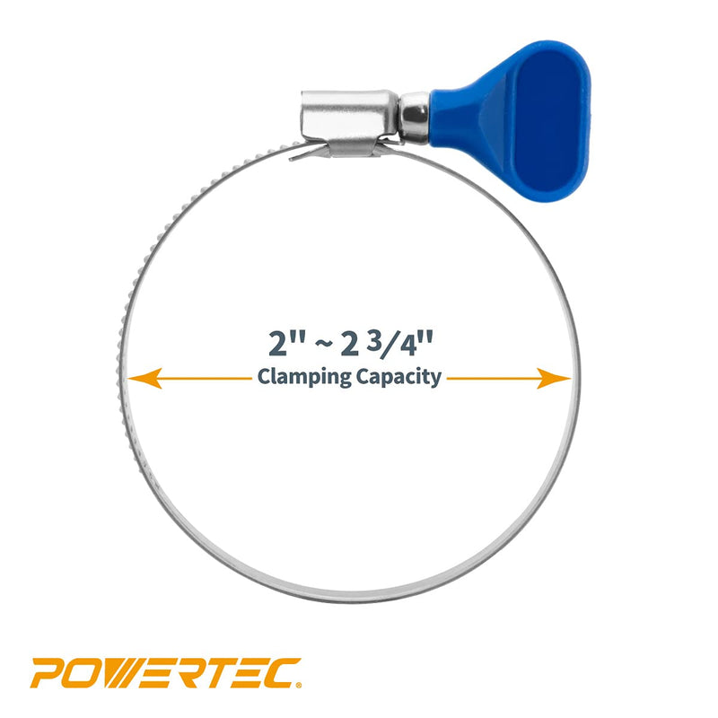 POWERTEC 70262 2-1/2 Inch Key Hose Clamp, Adjustable Stainless Steel Hose Clamps for Dust Collection, Dust Collector and Dryer Vent Hose, Pipe Clamp, RV Clamp, Worm Gear Clamp, 10 pack