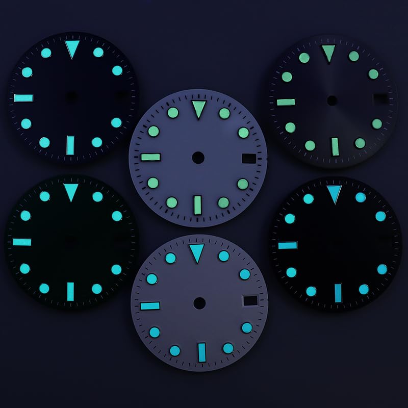28.5mm Black Sunburst Brushed Dive Watch Dial Luminous Markers for NH35/NH36 Movement Watch Mod Replacement Component White 1