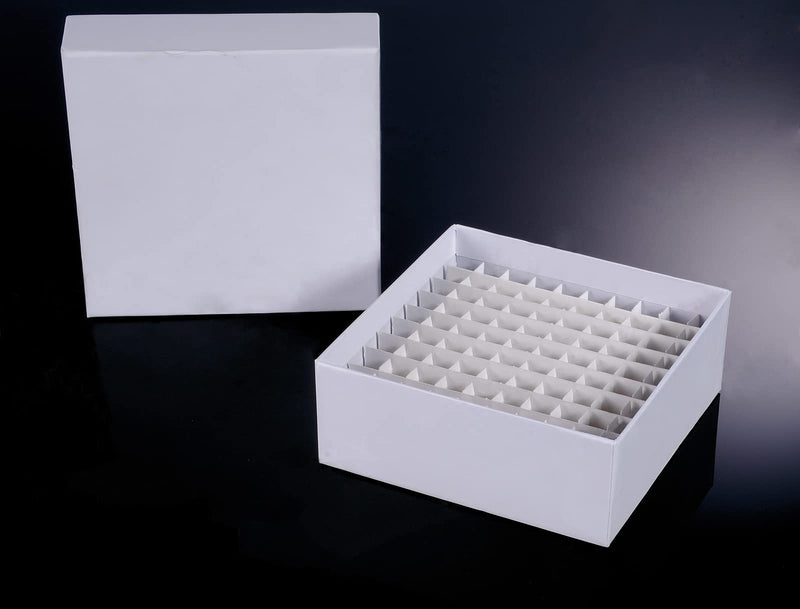 Cardboard Freezer Box - White/81 Place,Water and Ice Resistant Coating,For storing 1.5-2.0 mL cryovials(Pack of 6)