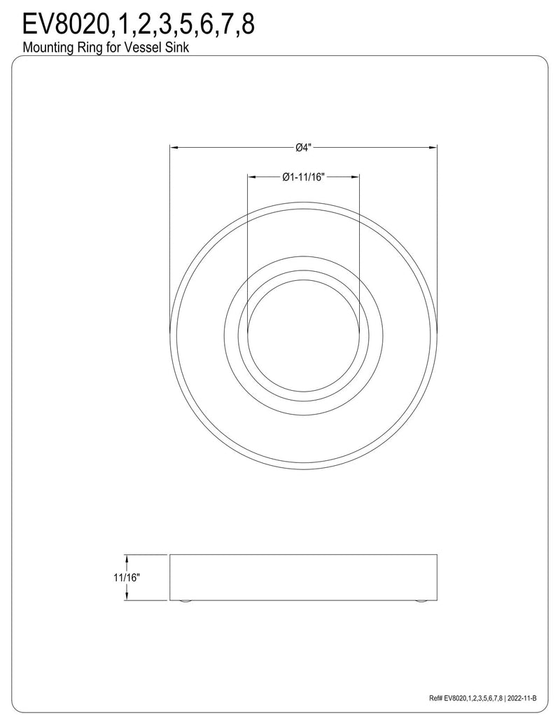 Kingston Brass EV8021 Fauceture Vessel Sink Mounting Ring, Polished Chrome