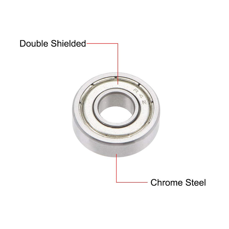 uxcell R4ZZ Ball Bearing 1/4-inchx5/8-inchx0.196-inch Double Shielded ABEC-1 Bearings 10pcs 1/4"x5/8"x0.196"