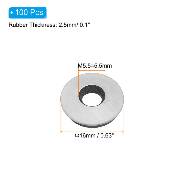 PATIKIL 7/32"x5/8" EPDM Bonded Sealing Washers, 100 Pieces 201 Stainless Steel Bonded Sealing Neoprene Rubber Washers Gasket for Marine Bolt Supply (#12) 7/32"x5/8"