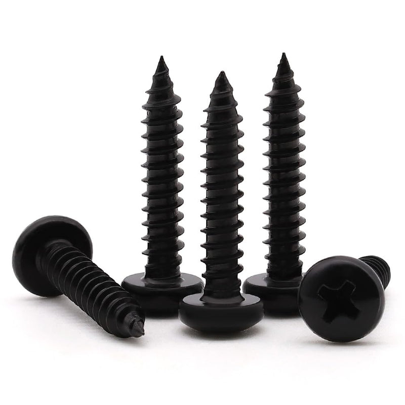 #10 x 3/4" (50 Pack) Stainless Steel Phillips Pan Head Wood Screws, Stainless Steel 304 (18-8), Pan Head Sheet Metal Screws Self Tapping Screws, Black Coated #10 x 3/4" 50