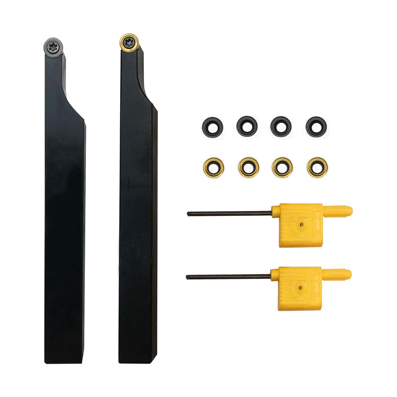 3/8",1/2" CNC Face Milling Turning Lathe Tool Holder SRACR1010/1212H06 with10pcs RCMT0602MO (R3) Carbide Turning Inserts Round milling Inserts (R3 Inserts with 2pcs Holders) R3 inserts with 2pcs holders