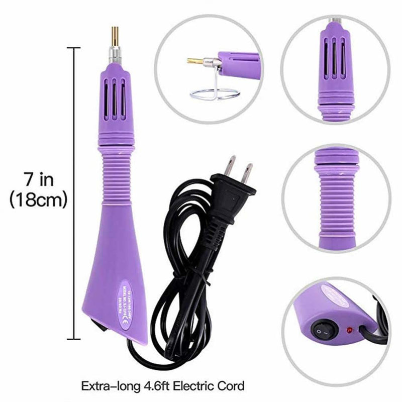 Hotfix Rhinestone Applicator, 7 in 1 Professional Iron-on DIY Hot Fix Tool Rhinestone Setter Applicator Wand Crystal Gem Tool Kit with 7 Different Sizes Tips and Support Stand (Purple) American Standard1