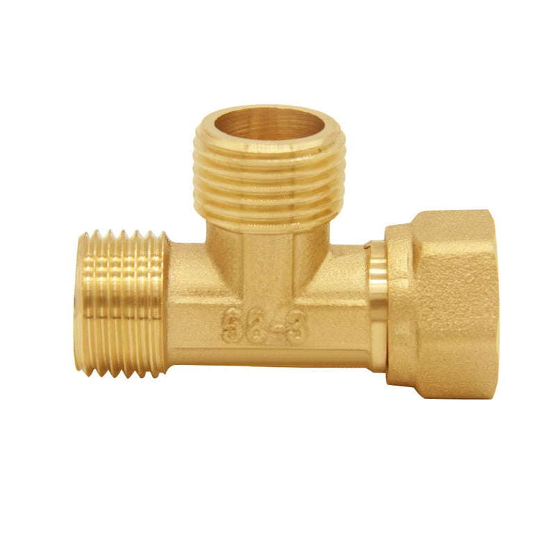 Solid Brass G1/2" 3 Way Diverter Hose Fitting Tee, T Shape Diverter Valve Adapter Connector for Angle Valve Hose, Bath Shower Arm, Toilet Bidet Sprayer Faucet