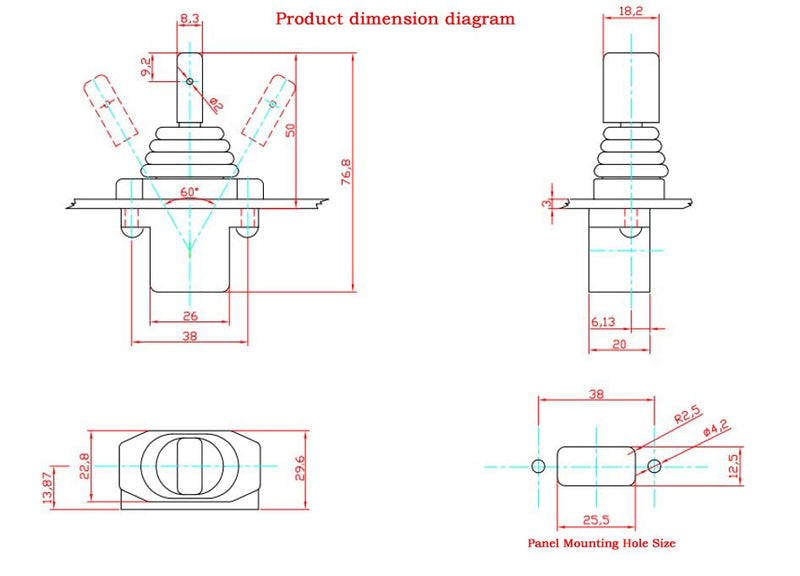 Single axis fingertip Joystick Controller, Industrial Remote Control Handle 1 axis Joystick, Compact Hall Effect Joystick
