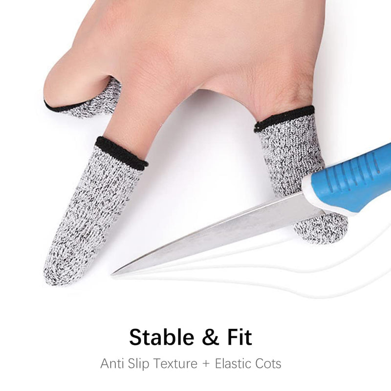 Finger Cots Cut Resistant Protector - Finger Covers for Cuts, Gloves Life Extender, Cut Resistant Finger Protectors for Kitchen, Work, Sculpture, Anti-Slip, Reusable (Gray, 12PK) Gray