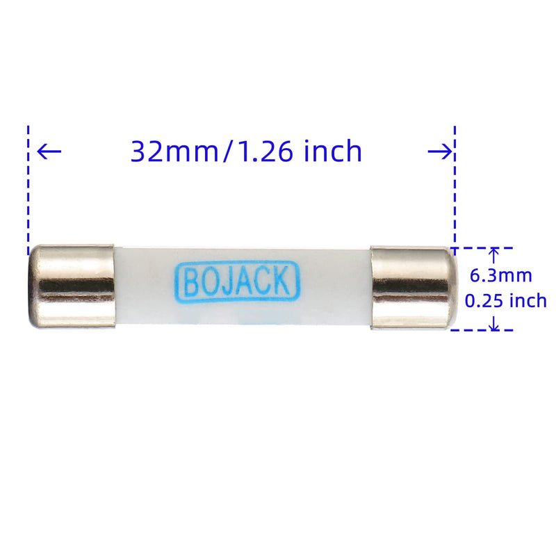 BOJACK Digital Multimeter Fuse 10A 600V DC Fast Acting Nickel-Plated Brass Ceramic Fuse 6.3x32 mm FF10A (Pack of 5)