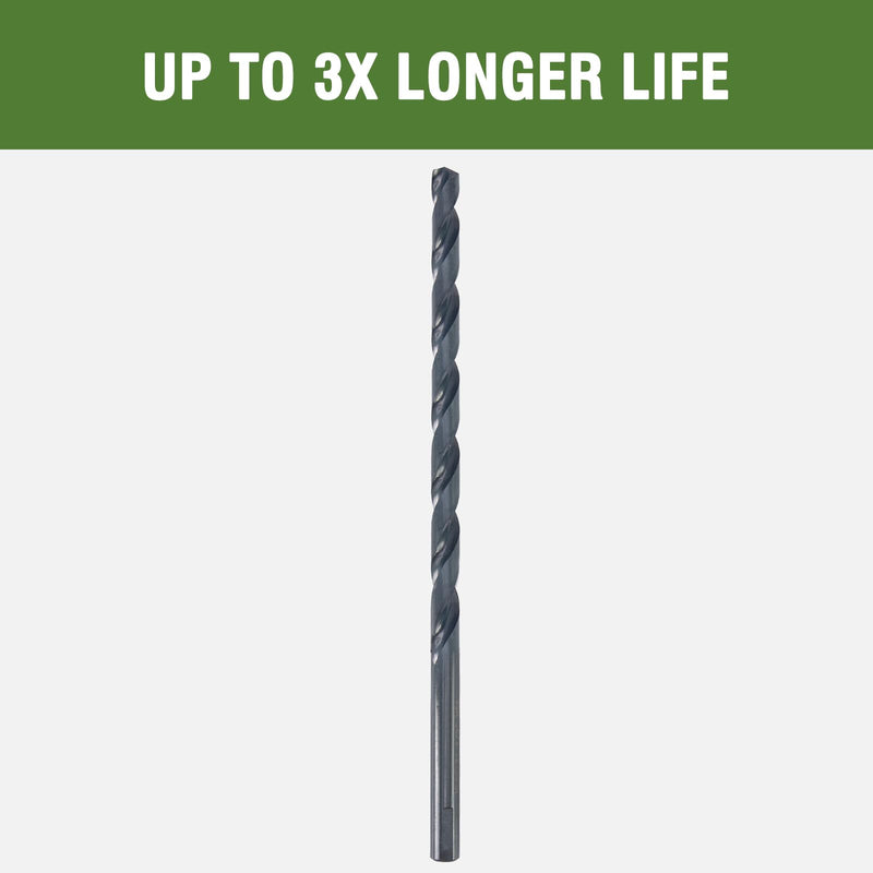 1/4 x 18 Inch Long Drill Bits (2 Pack) High Speed Steel Black Oxide Drilling for Wood and Metal, with 13 Inch Flute 1/4" x 18"