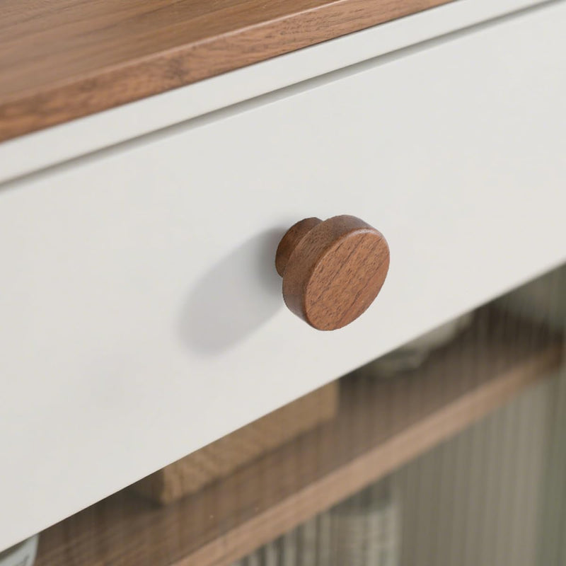 6 Pack Walnut Wood Single Hole Wood Kitchen Pulls Cabinets Furniture Pull for Dresser Wardrobe Cupboard Drawer Knobs 6