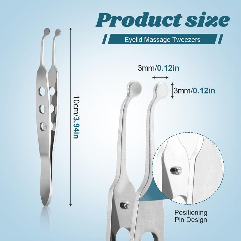 Meibomian Gland Expressor, Stainless Steel Eyelid Massage Tweezer with Positioning Pin, Eyelid Gland Blockage Unblocking Physiotherapy Tools, Eyeli-d Expressor for Dry Eyes(SIZE:3x3mm/0.12x0.12inch) 3x3mm/0.12x0.12inch