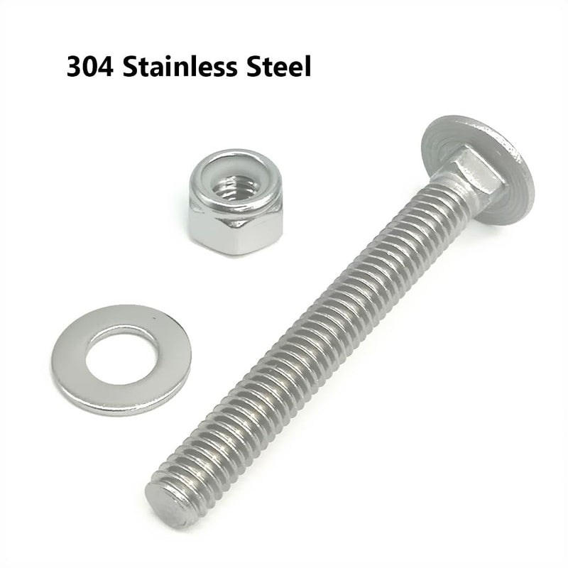 5/16-18 x 2-1/2" Trailer Hasp Bolt Kit for Trailer Latch Trailer Door Latch Trailer Cam Action Hasp 304 Stainless Steel Carriage Bolts Kit with Lock Nuts and Flat Washers - 4 Sets 5/16-18 x 2-1/2"