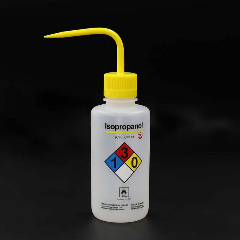 Isopropanol Narrow Mouth Wash Bottles, 3pcs of Vol.500ml, LDPE Material, WBI500-003 Isopropanol Lable, 3pcs of 500ml