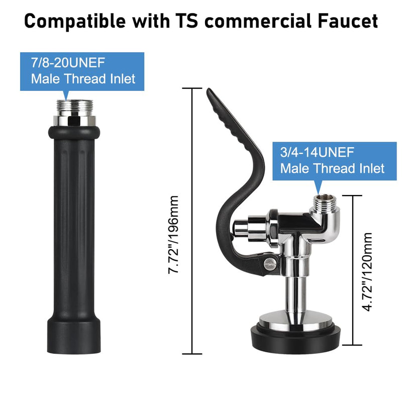 Pre Rinse Sprayer 1.42 GPM High Pressure Commercial Sink Sprayer Head for Restaurant Industrial Faucets, Spray Valve Dish Nozzle Without Handle Fits for T&S Brass Spray Valve Replace B-0107 Black