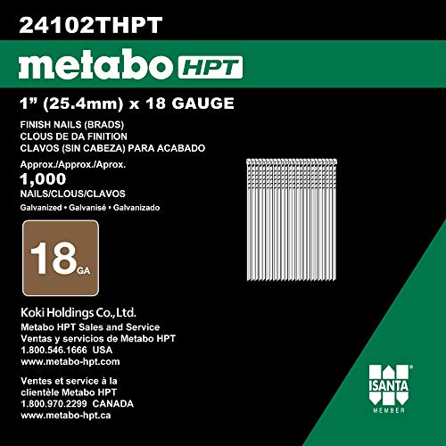 Metabo HPT Brad Nails | 1-Inch x 18 Gauge | Smooth | Electro Galvanized | 1,000 Count | 24102THPT 1-Inch x 18 GA - NewNest Australia