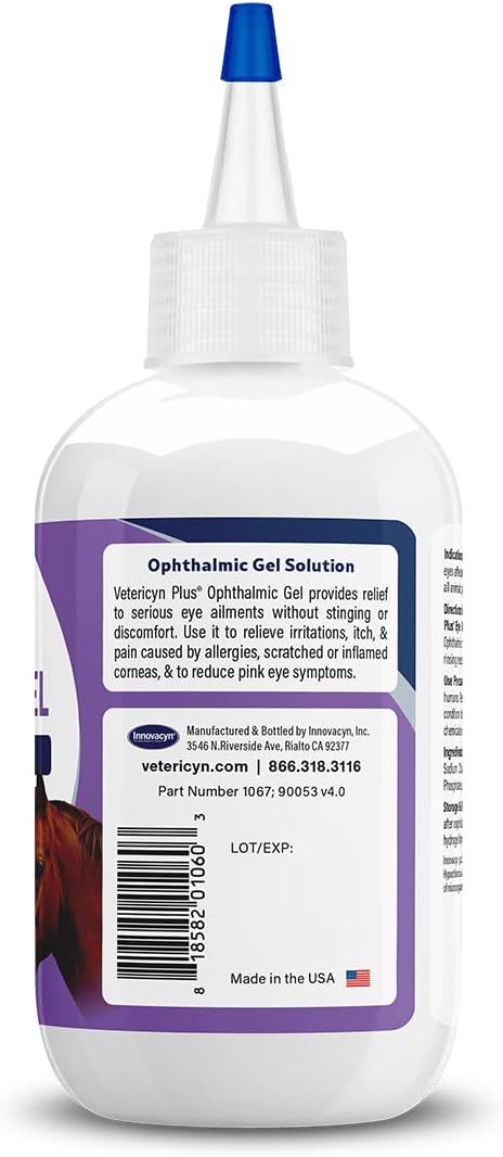 Vetericyn Plus Ophthalmic Eye Gel for Horses | Eye Ointment Alternative to Lubricate and Relieve Horse Eye Irritations, Safe for All Animals. 3 ounces - PawsPlanet Australia