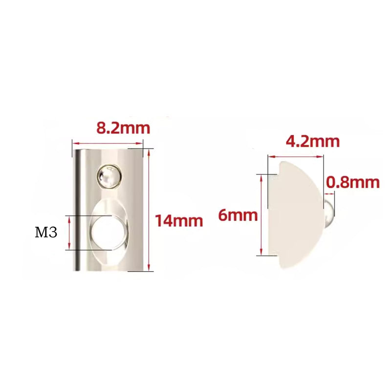 M3 Roll in T-Nut with Ball Spring, Carbon Steel Roll in T-Nuts, T Slot Accessories for 2020 Series Aluminum Extrusion Profile Rail, Pack of 50 M3 - NewNest Australia