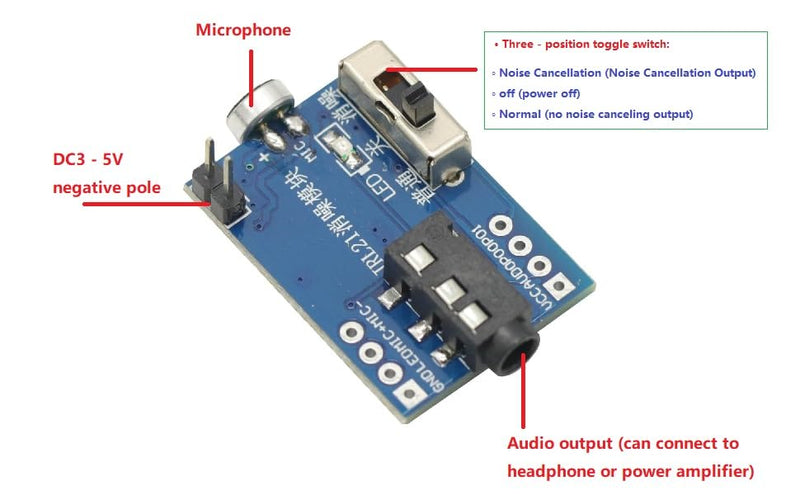 2 PCS JRL21 HD Noise Reduction Microphone Module Megaphone Module Real-time Noise canceling Movement Vocal Pickup chip