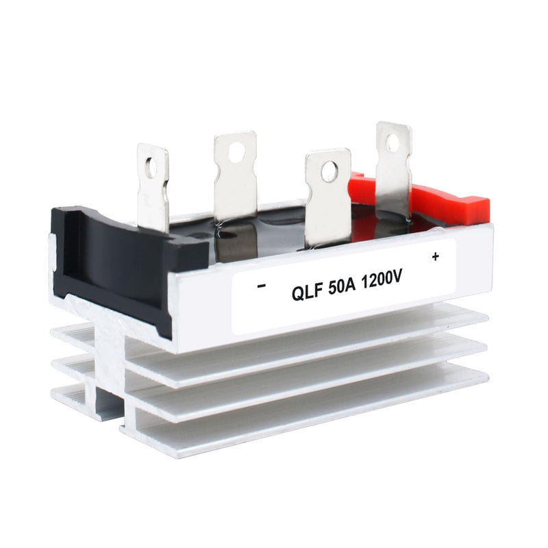 (2 pcs) Full Rectifier Bridge 50A;Input:3V-400Vac; Ac to Dc;1200V;with HeatSink;Rectifier Diode;12V 24V 48V 110V 120V 240V Both Can be Used
