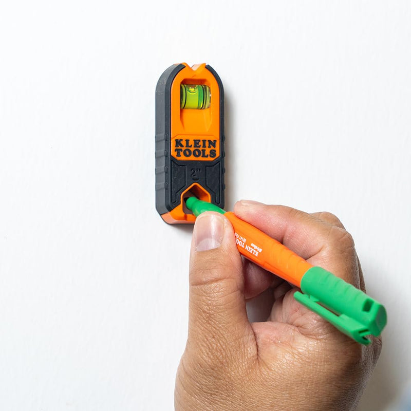 Klein Tools MSF1002 Magnetic Stud Finder and Level, Compact, Wood and Metal Detector with Bubble Vial for Accurate Markings, Felt Pad Backing, 2-Pack