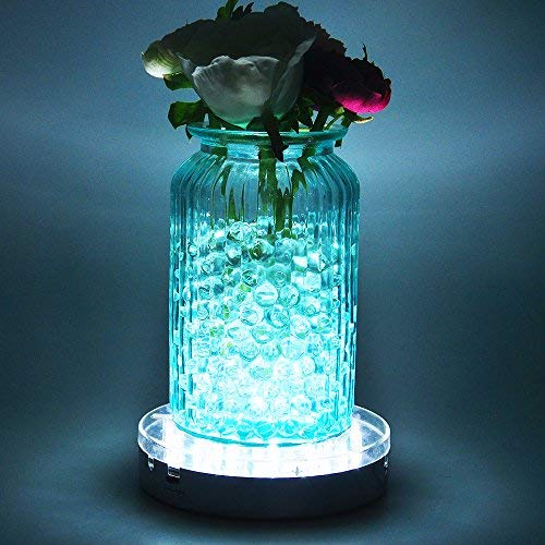 Under Vase Lights Wedding Centerpieces Uplight 6inch Home Decor Lights with 31pcs White LEDs 3AA Battery Powered Aquarium LED Light for Christmas Party Halloween Wedding Décor