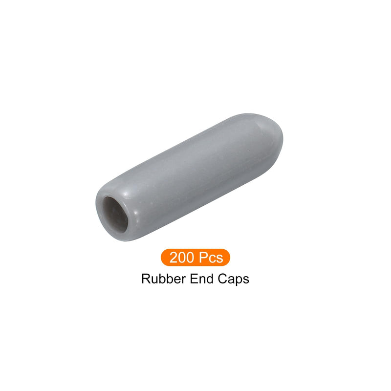 Screw Thread Protector Cover Rubber End Caps, [for Screw, Bolt] - 1/8"(3mm) ID/Grey/200pcs