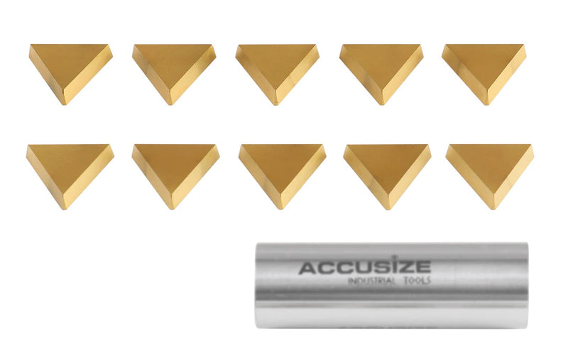 Accusize Industrial Tools Tpg322 Tin Coated Carbide Inserts, 10 Pcs/Box, 2127-1028x10