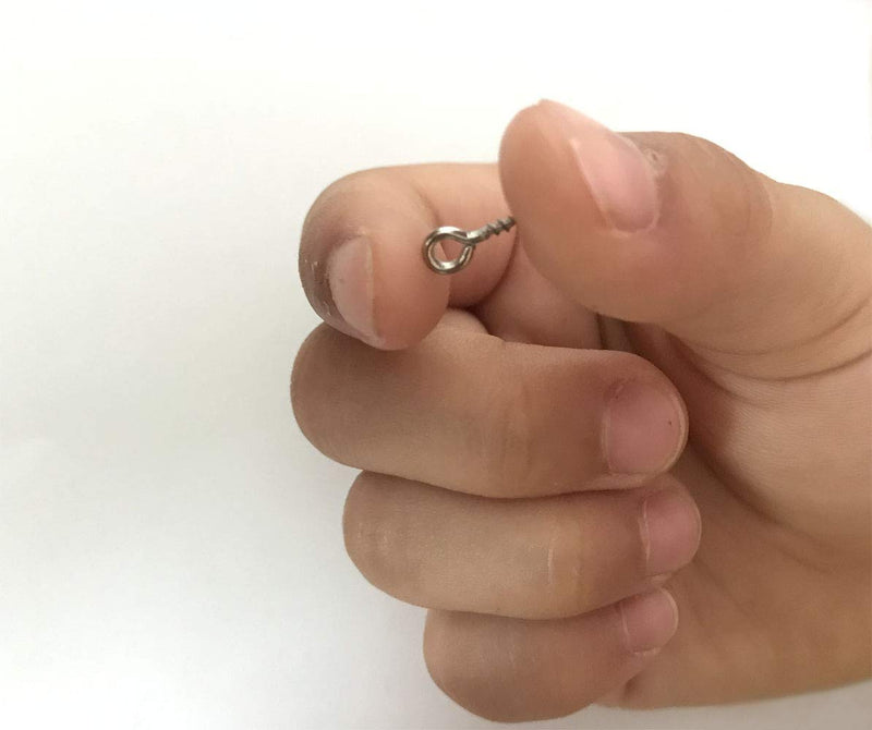 Small Screw Eye Pin (304) Stainless Steel 4mm x 8mm Eyelet Hook for Jewelry Tiny Hook Screws Ring 300 Pcs