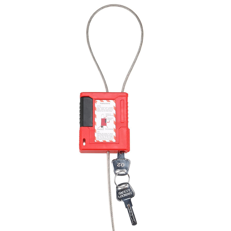 Lockout Tagout Cable Lock, Integrated Cable and Padlock Design with 2 Keys, 5/32" x 3.3ft Adjustable Steel Cable Lock with Vinyl Coating, Loto Cable for Lock Out Tag Out (Pack of 2)