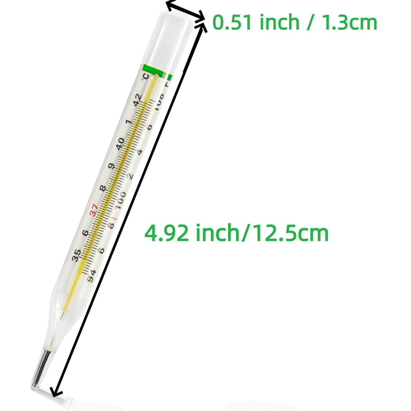 ℃&℉ Mercury Free Thermometer for Armpit 2PCS - Clinical Glass Thermometer for Fever -Classic Non Digital Thermometer for Adults - Accurate Easy Reading by HARIKA LIFE