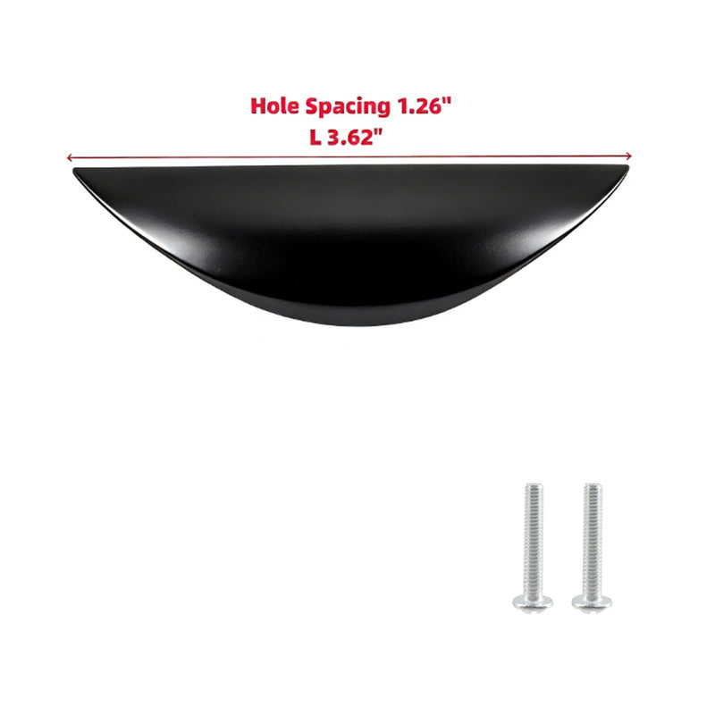 3.62 Inches Black Semicircle Cabinet Pulls 20Pcs, 1.26 Inches Centers | Surface-Mount, Finger Tap Pull, Made from Zinc Alloy, For Kitchen Cupboard, Drawer, Dresser, Wardrobe 3.64 Inches