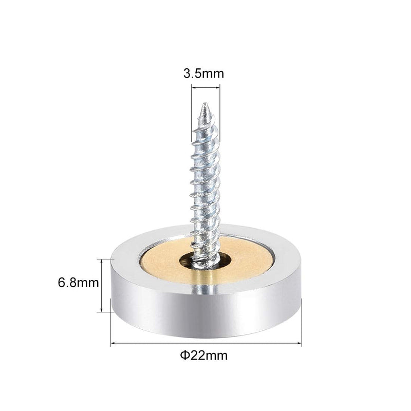 uxcell Mirror Screws Decorative Cap Cover Nails Polished Stainless Steel 22mm 8pcs Silvery