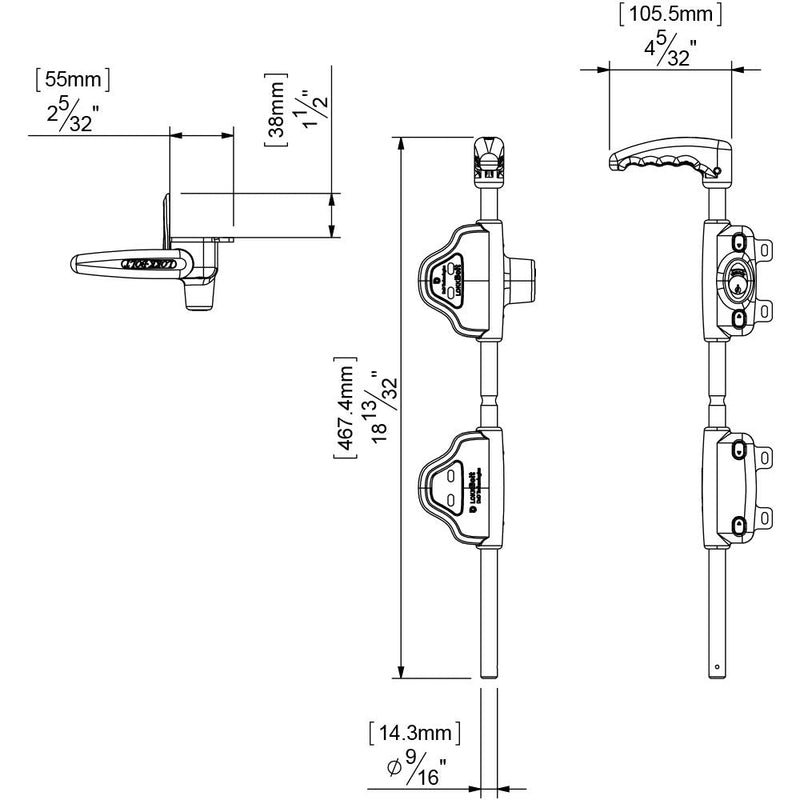 D&D Technologies LB218BX LokkBolt Premium Drop Bolt, Lockable Security Drop Bolt, for Wood and Vinyl Gates, 18" Length 18 Inch