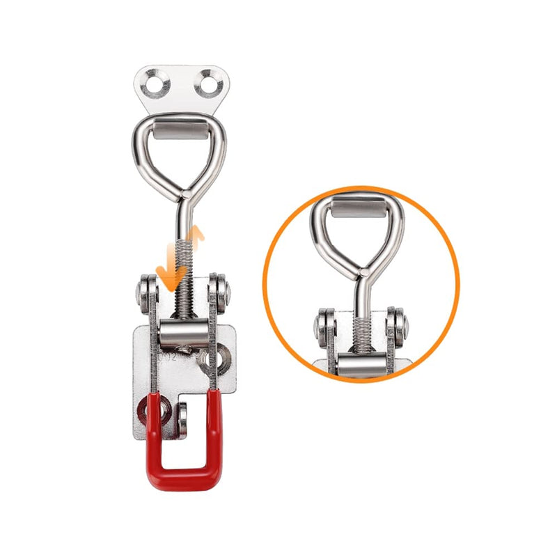 E-TING 4 Pack Heavy Duty 4002 Toggle Latch Clamp, Adjustable Toggle Clamp Latch with Lock Hole,485 Lbs Holding Capacity Pull Latch for Smoker Door, Box Case Trunk, Lid, Jig (with 20PCS Screws) 4x4002