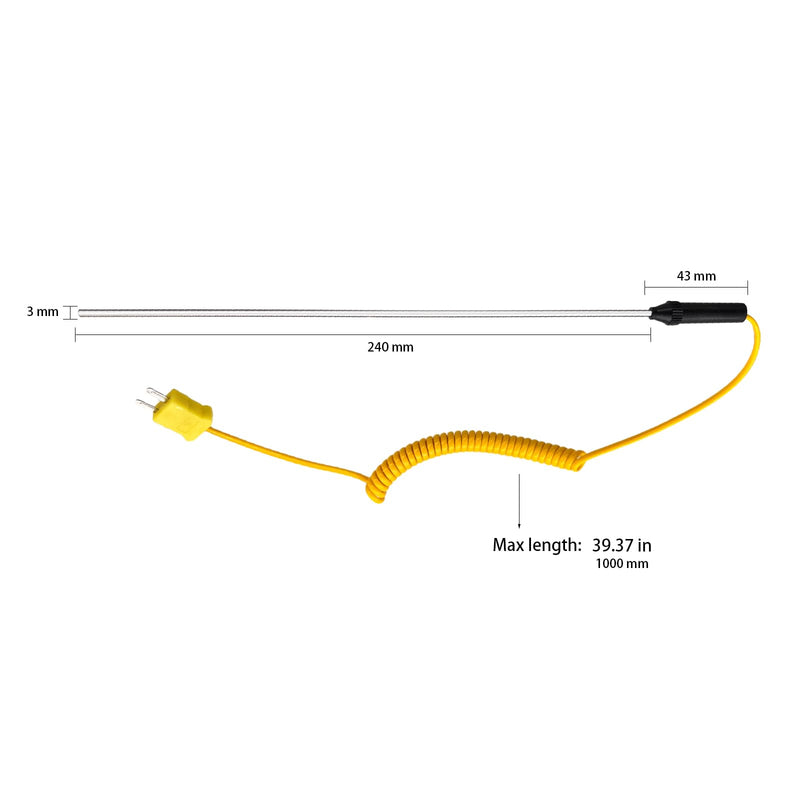 1 Pcs K Type Thermocouple Probe, Handheld Temperature Sensor Thermocouple Probe Stainless Steel Probe K Type Sensor High Temperature Thermocouple -50 to 400℃ (TP30) TP30