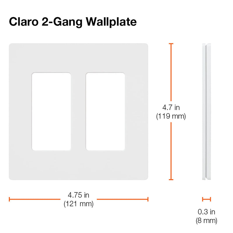 Lutron Claro 2 Gang Decorator/Rocker Wallplate, For Light Dimmers, Switches and Accessories, Snap-On Installation, No Visible Screws, Satin, SC-2-SW, Snow 1 Pack