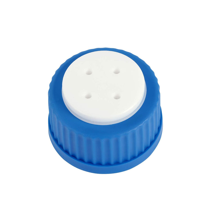 Blue GL45 4-Port Safety Filling Cap with Four Holes for Glass Bottles, 1/8 Inch OD Tubing, Complete Kit (Case of 4)