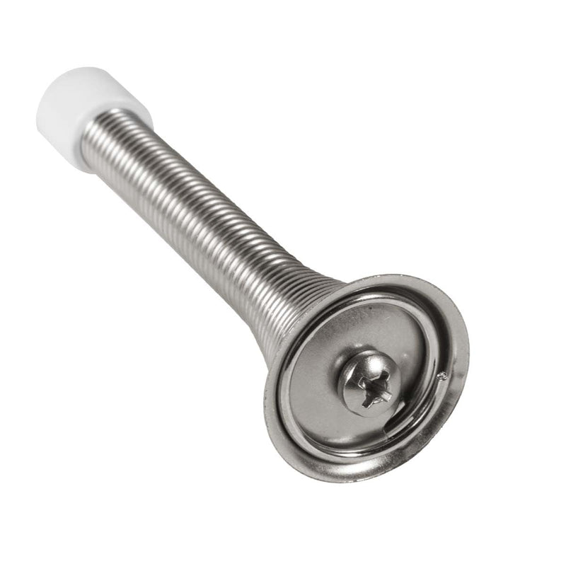 12 Pack Spring Door Stops 3 1/4" Flexible Heavy Duty Spring Door Stopper with RustProof Screw Rubber Bumper Tips (Satin Nickel) Satin Nickel 12 Pack
