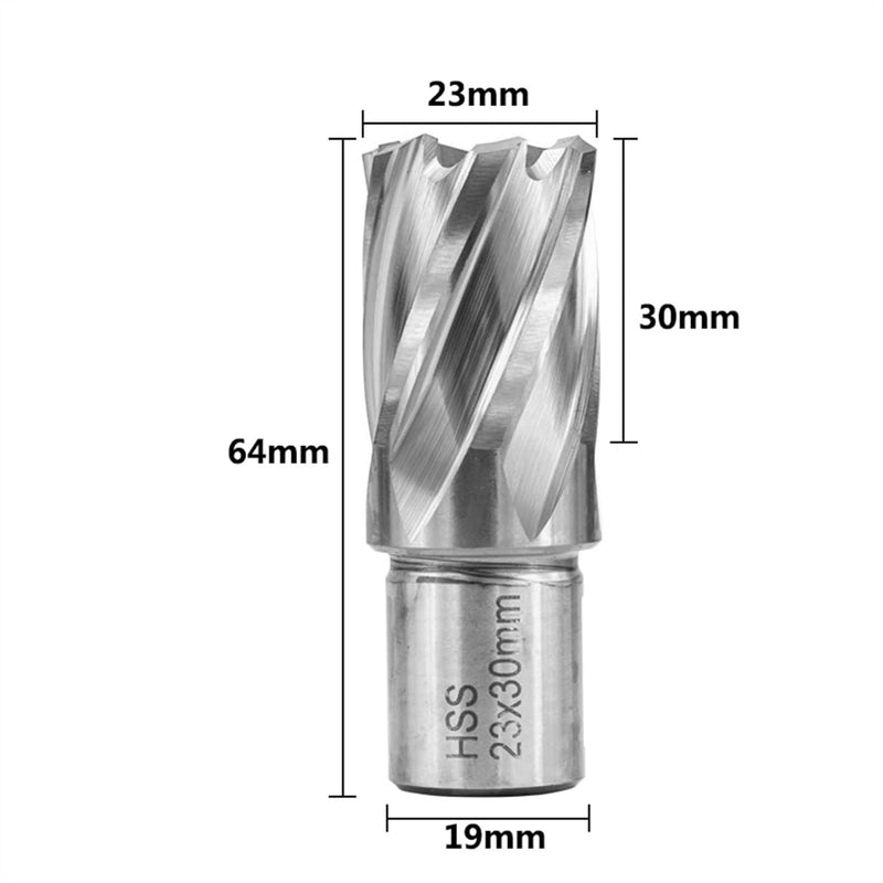 Shank HSS Annular Drill Bit 12-42x30mm TiN Coated Hollow Drill Bit for Metal Cutting Weldon Shank Core Drill Bit (23x30mm) 23x30mm