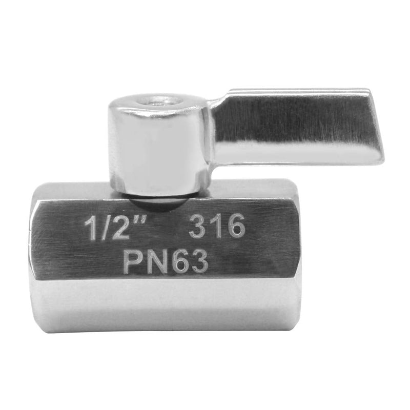 Beduan Mini Ball Valve Stainless Steel(316) 1/2" NPT Female x NPT Female Mini Ball Shutoff Valve 1/2 Inch