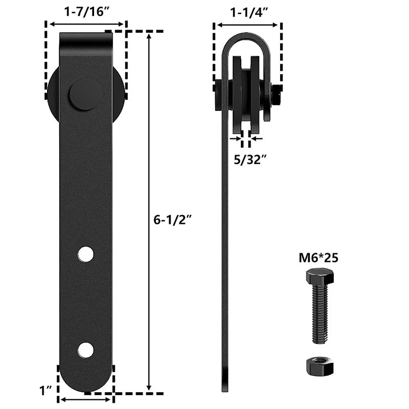 skysen Cabinet Sliding Barn Door Hardware Kit Super Mini Sliding Door Hardware for Wardrobe Cabinet TV Stand (ykd2-Roller Set)