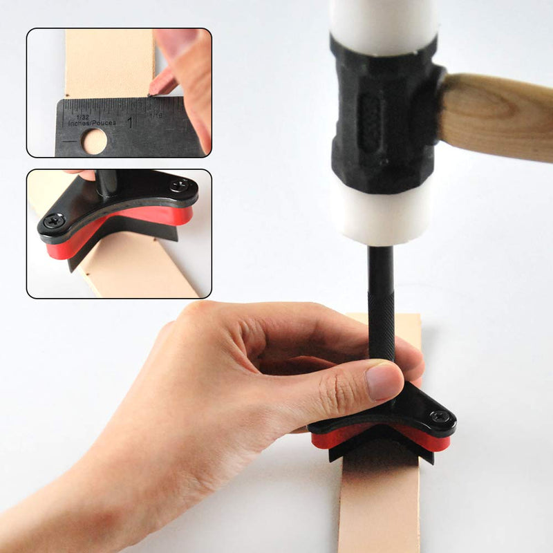 OWDEN Professional 3Pcs Leather Belt end Cutter Punch Set,Leather Corner Punch Set Triangle Shaped,Leather Strap Punch Tool Set,3 Sizes Leather Tool.