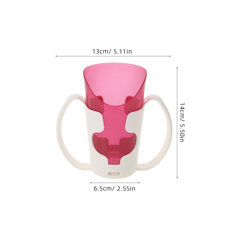 Luxshiny Nosey Cup with Handles, Elderly Care Feeding Cup, -Choke Cup for Bedridden Patients, Disabled, Elderly, Dysphagia Cup for Liquid Feeding, 5.50X5.11X2.55in (Magenta)