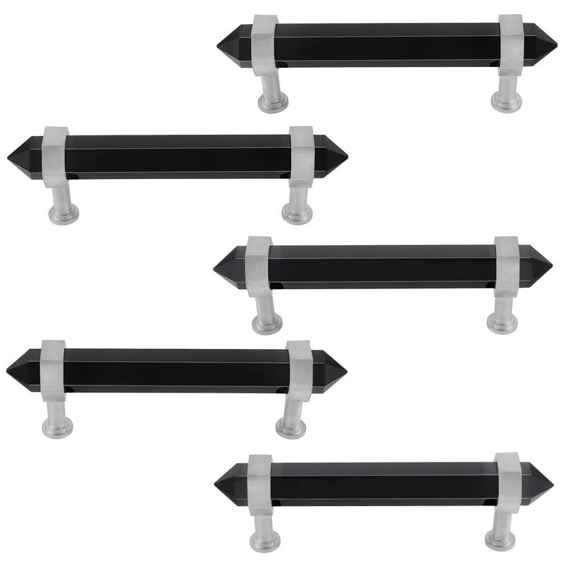 Sportmusies 2pcs Stainless Steel with Black Obsidian Knobs with Screws