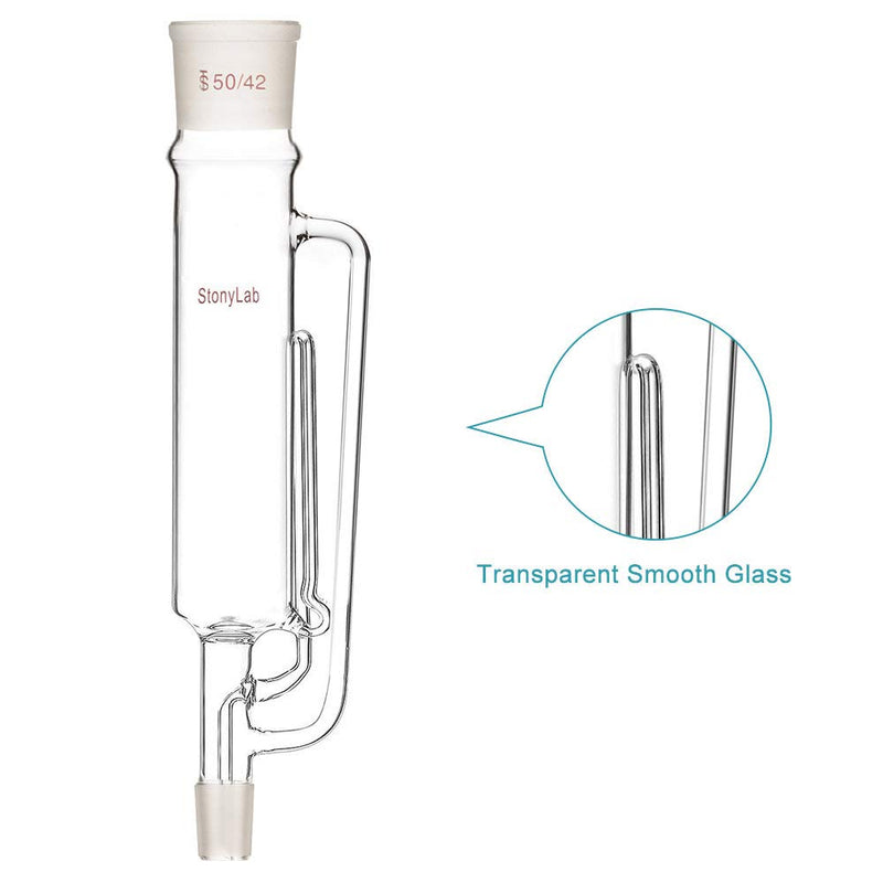stonylab Borosilicate Glass Soxhlet Extractor,50/42 Top Joint 24/29 Bottom Joint, Commonly Used in Laboratory Extraction